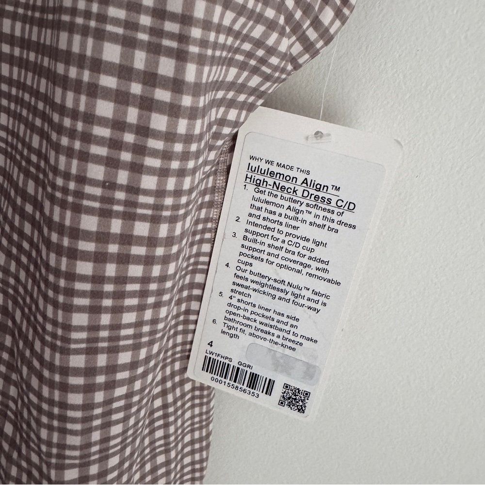 🆕🤎 Lululemon Align High Neck Dress - Glow Grid Light Ivory Multi - Picture 7 of 10